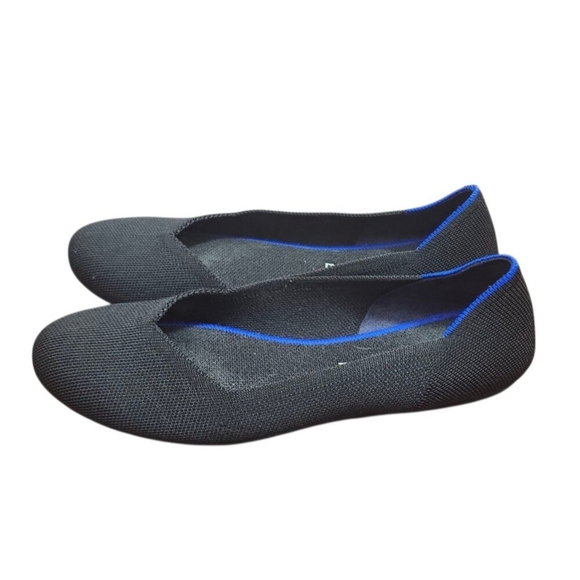 Rothy’s The Flat Black Blue Trim Women’s Size W9EU 40 Washable Knit Ballet Shoes - Picture 7 of 13